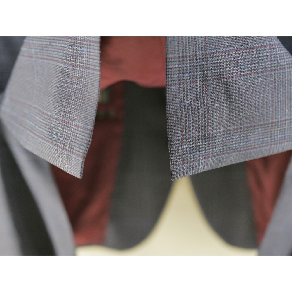 Hart Schaffner Marx Sport Coat Blazer Size 44L Blue Super 130s Plaid Wool - Picture 16 of 16